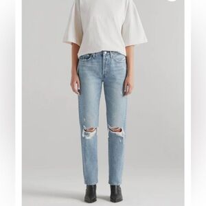 Edwin - Cai High Waist Ripped Straight Leg Jeans- Slayer- 24